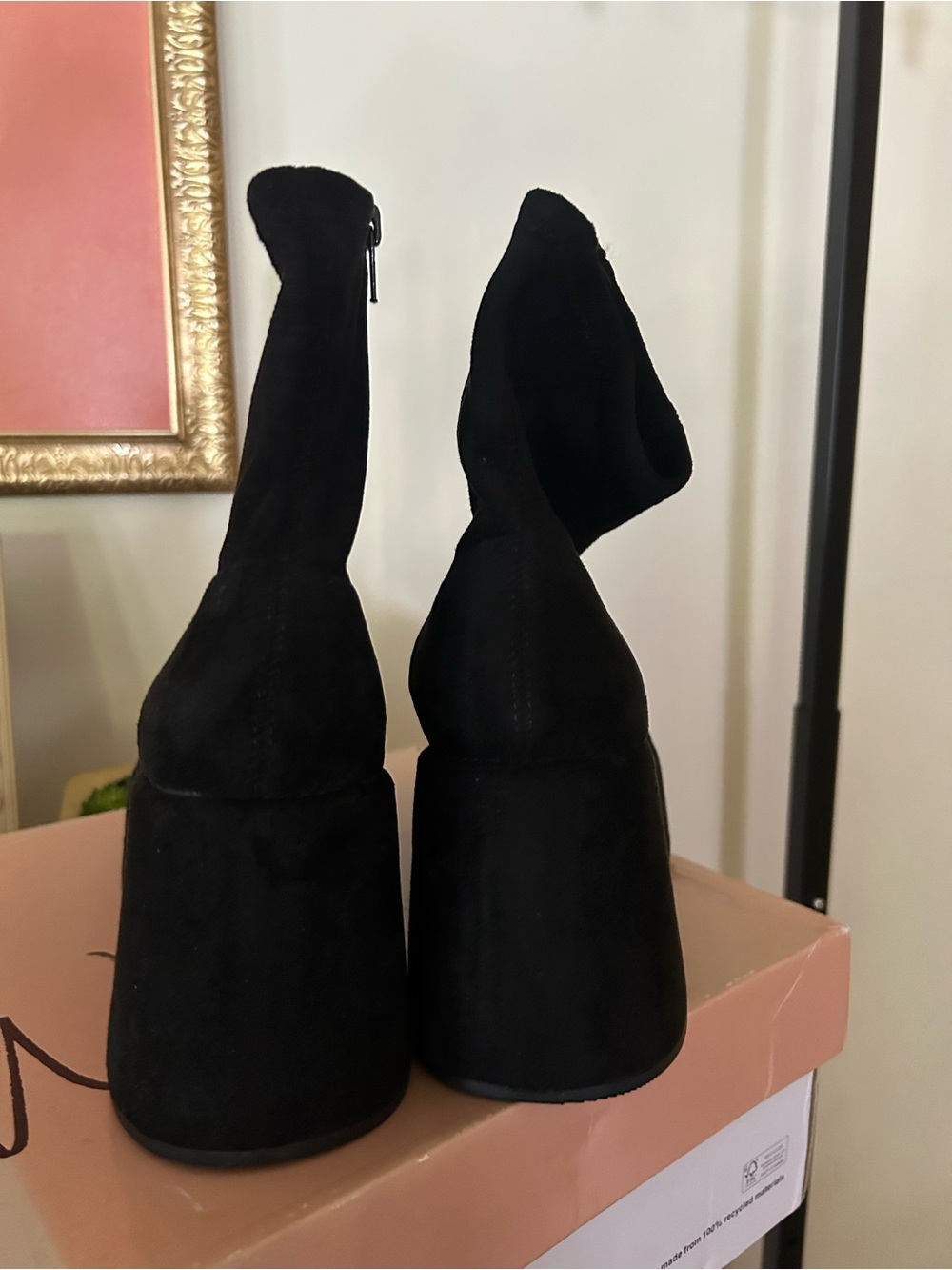 Wild‎ Pair Earlee Faux Suede Platform Ankle Boots Chunky Booties Black NEW 9.5 - Picture 4 of 7
